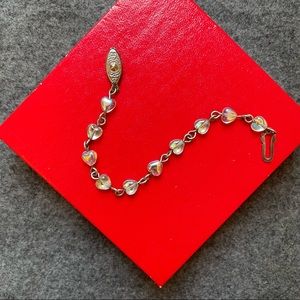 Dainty Silver and Translucent Heart Bracelet